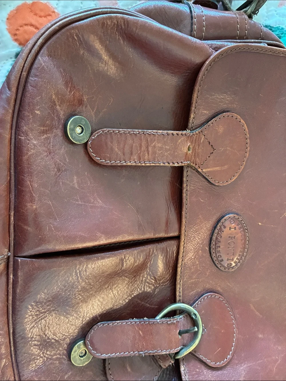 Vintage I Ponti Firenze Brown Leather Shoulder Bag – 1990s Italian Leather